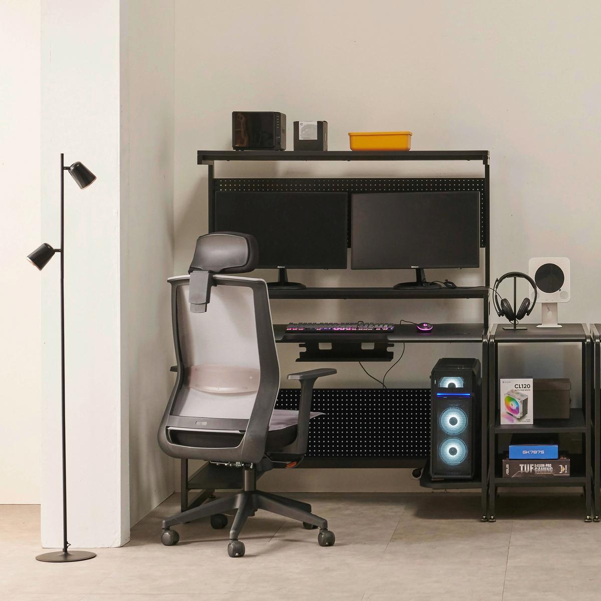 Schreibtisch Schwarz L: 120cm - Schwarz, Design, Holzwerkstoff/Metall (120/70/148cm) - Livetastic