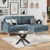 Ecksofa Mit Schlaffunktion & Bettkasten Carini Hellblau - Eichefarben/Creme, Basics, Textil (222/152cm)