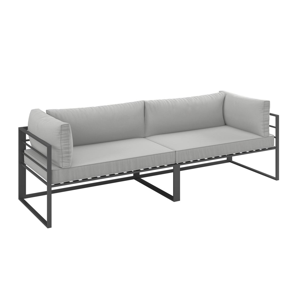 TERASOVÁ SEDACÍ SOUPRAVA MALINA - šedá/černá, Moderní, kov/textil (230/60/70,5cm) - Bessagi Garden