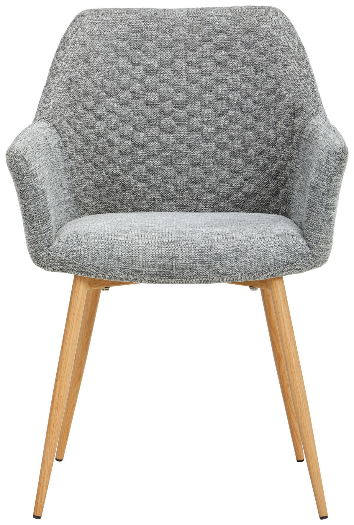 Armlehnstuhl Louisa Grau Gepolstert - Eichefarben/Grau, KONVENTIONELL, Holz/Textil (56,5/80/58cm) - Livetastic