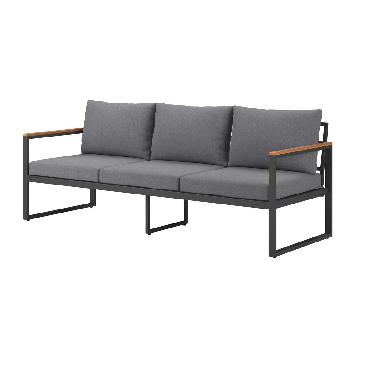 Loungegarnitur Acapulco - Weiß/Grau, MODERN, Holz/Textil (199/69/73cm) - Beldano