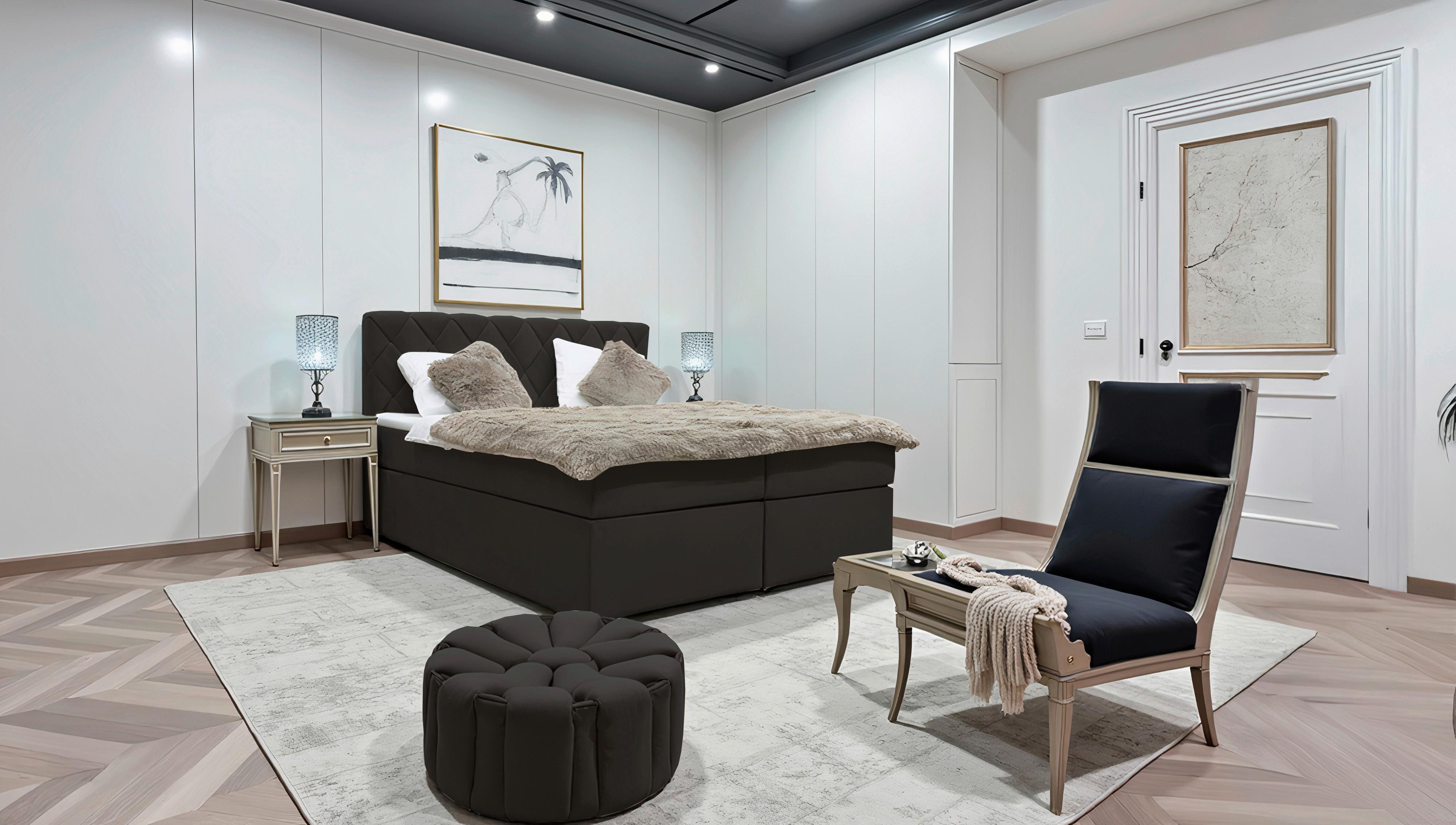 Boxbett Capri Schwarz, Lf: 140x200 cm - Schwarz, MODERN, Textil (140/200cm) - Livetastic