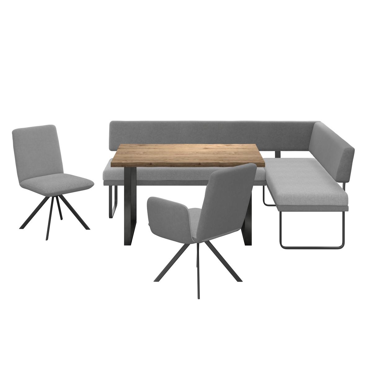 Eckbank Kian Webstoff Grau,  S:164x233 Cm - Schwarz/Grau, Trend, Textil/Metall (164/233cm)