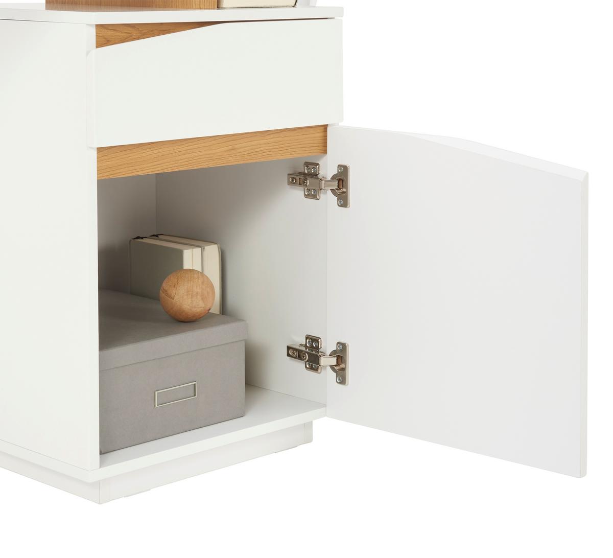 Schreibtisch mit Stauraum Padua B 140cm Weiß/Eiche - Eichefarben/Weiß, MODERN, Holz/Holzwerkstoff (140/45-60/76cm) - MID.YOU