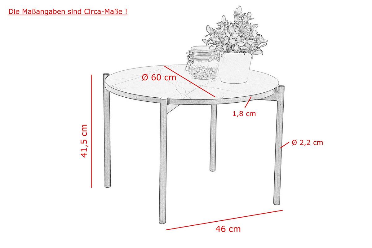 Couchtischset Joel Weiß D: 80/60 cm - Goldfarben/Weiß, Design, Stein (80/60/41/37cm) - Livetastic