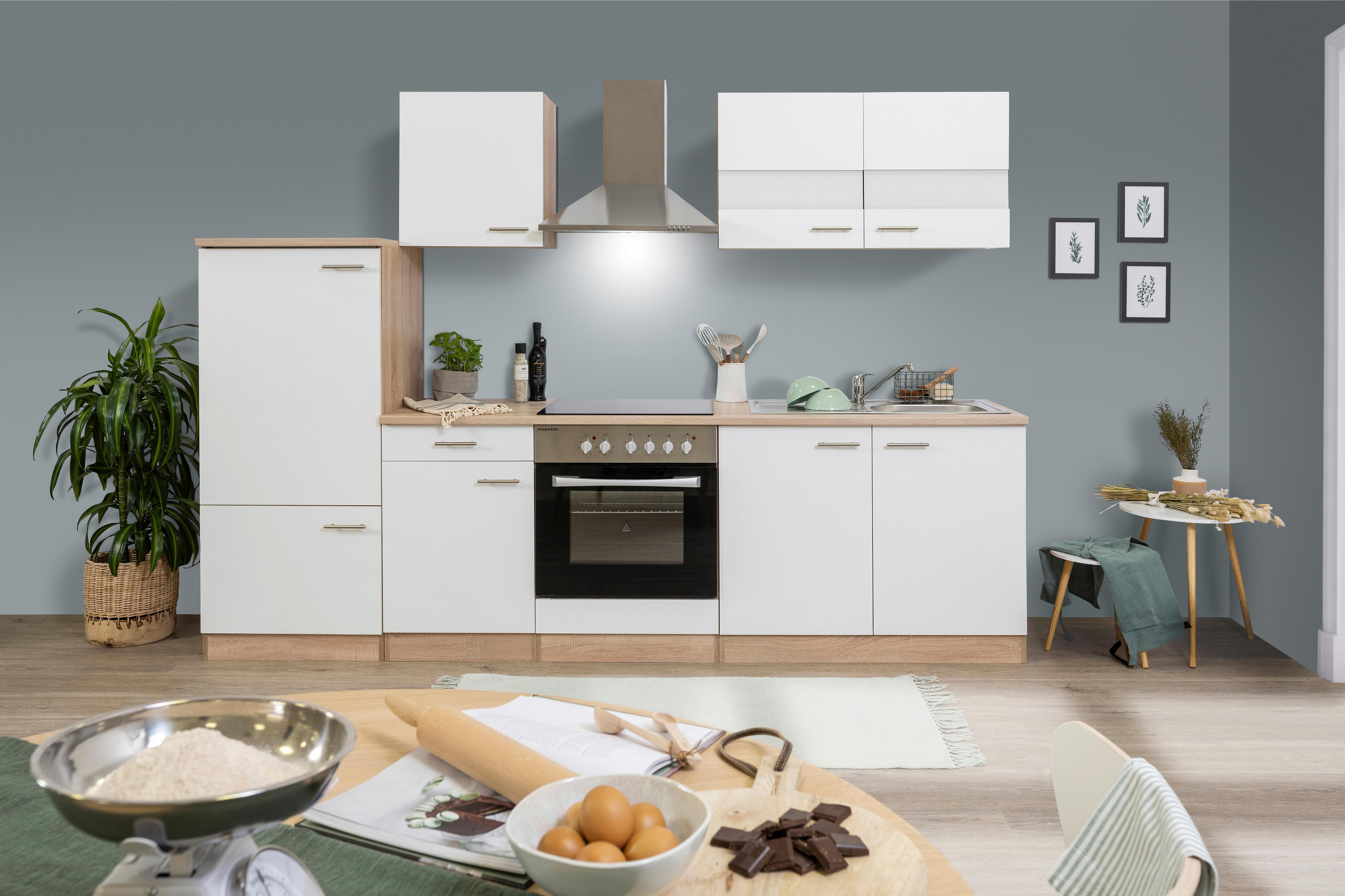 Küchenzeile Ohne Geräte B: 270 Cm Weiß/eiche Dekor, Modern - Eichefarben/Weiß, Basics, Holzwerkstoff (270cm) - Respekta