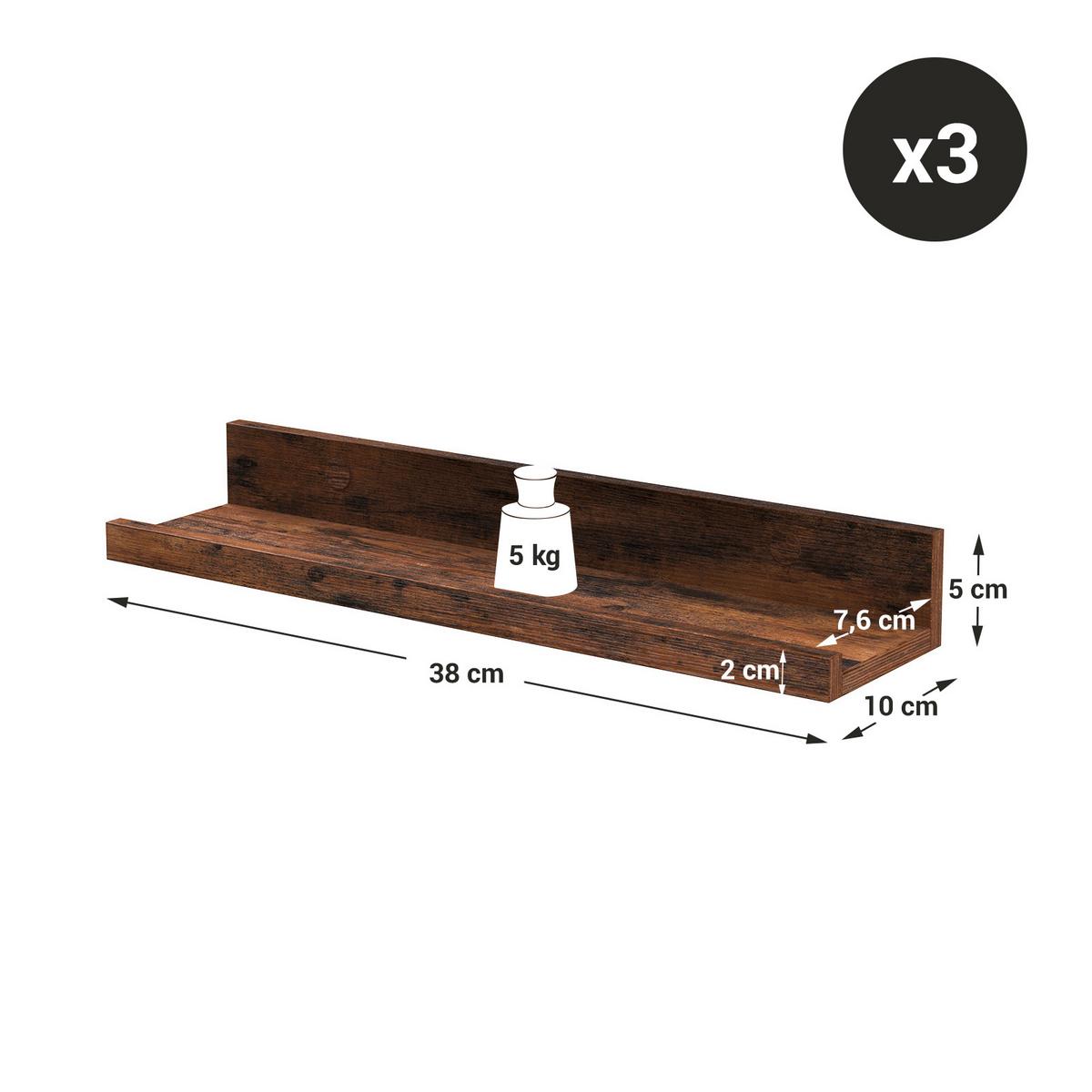 Wandregalset Dunkelbraun B: 38 Cm - Dunkelbraun, Trend, Holzwerkstoff (38/5/10cm) - MID.YOU