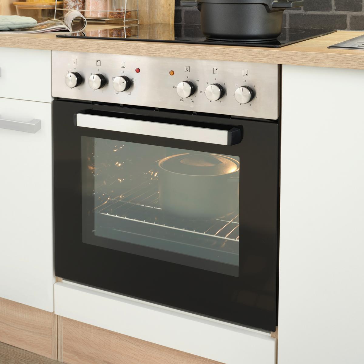 Kuchynský blok LEXA vrát.5 spotrebičov,šírka 280cm - biela/farba ušľachtilej ocele, Modern, kompozitné drevo/plast (280/200/60cm) - Based