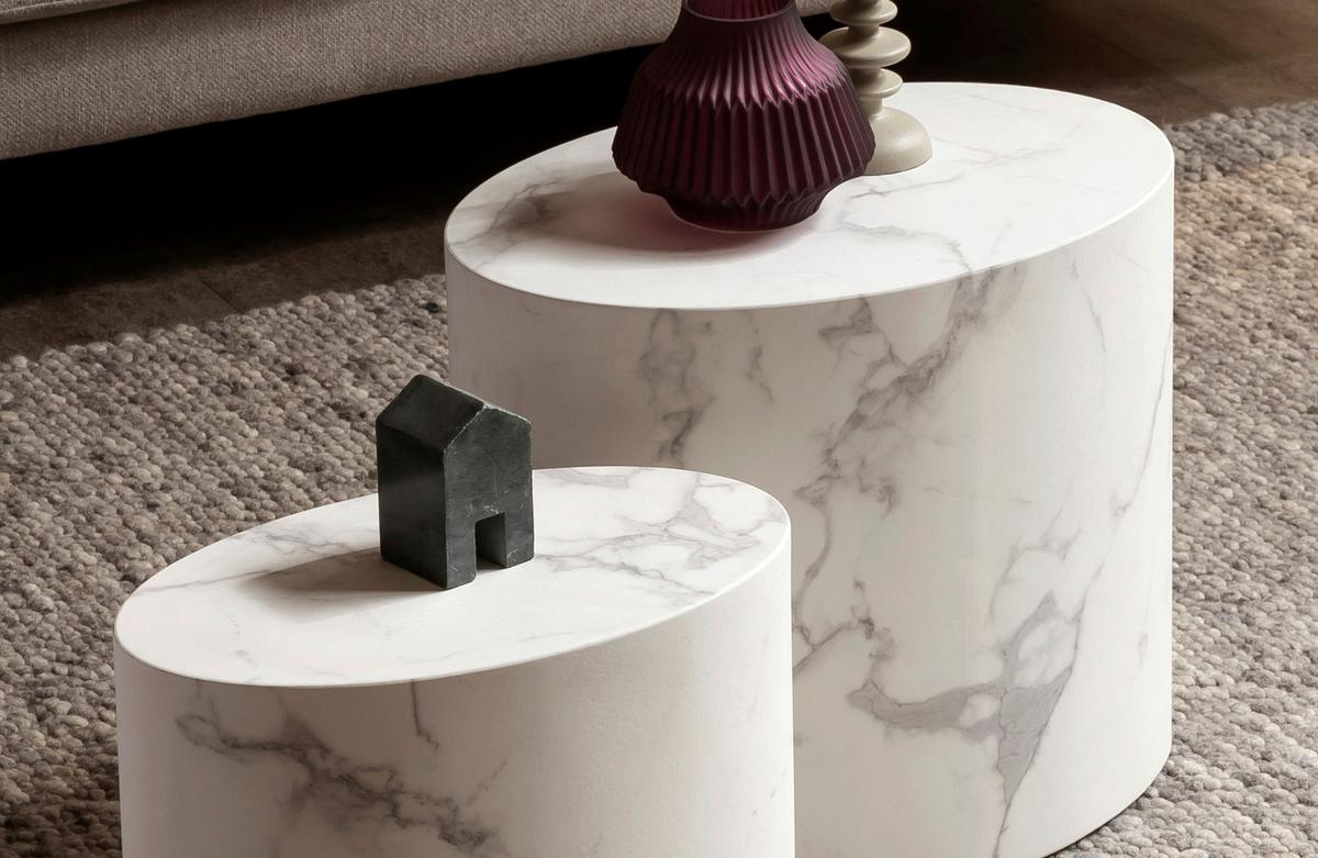 Couchtischset Weiß 2-Teilig - Weiß, Design, Holzwerkstoff (48-40/33-24,5/40-33cm) - Livetastic