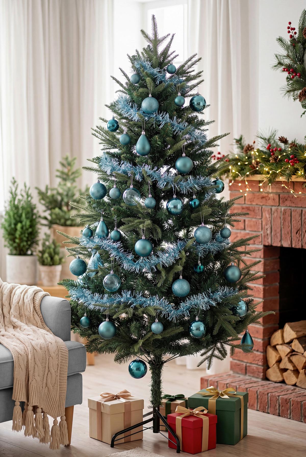 CHRISTBAUMKUGEL-SET Ines, Türkis, 90-teilig - Türkis, KONVENTIONELL, Kunststoff - Luca Bessoni