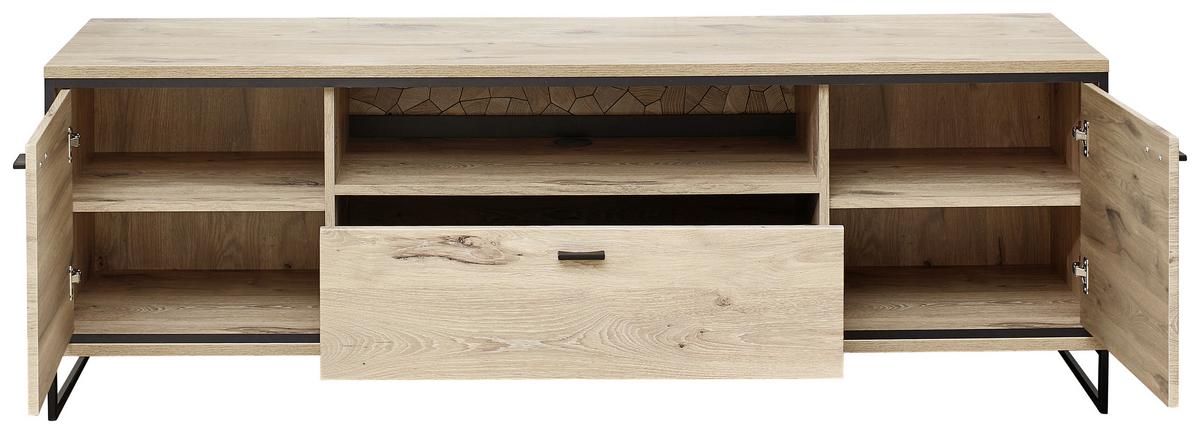 Tv-element Ruben - Eichefarben/Schwarz, KONVENTIONELL, Holzwerkstoff (180/61/49cm) - Livetastic