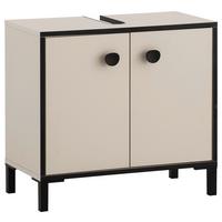Waschbeckenunterschrank Edda Creme/Schwarz/Beige B: 65,1cm - Beige/Creme, MODERN, Holzwerkstoff (65,1/59,1/33,0cm) - MID.YOU