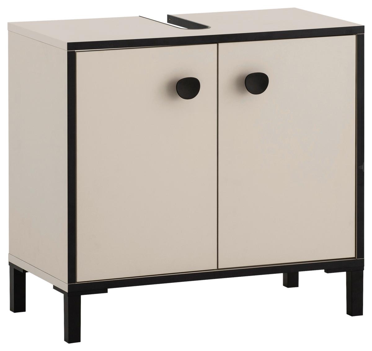 Waschbeckenunterschrank Edda Creme/Schwarz/Beige B: 65,1cm - Beige/Creme, MODERN, Holzwerkstoff (65,1/59,1/33,0cm) - MID.YOU