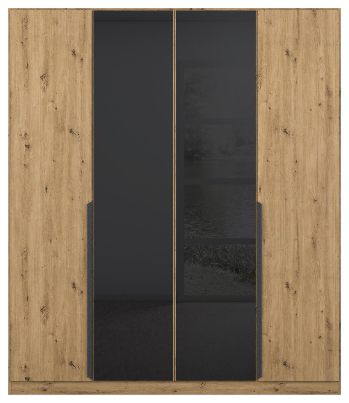 Drehtürenschrank Artemis 181 Cm Anthrazit/eiche Dekor - Anthrazit/Eiche Artisan, MODERN, Glas/Holzwerkstoff (181/210/54cm) - Rauch Möbel