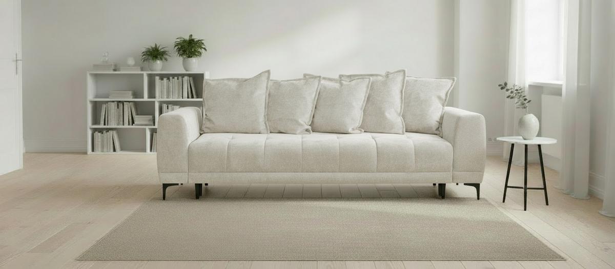 Schlafsofa Weronika, Creme B: 247 Cm - Creme/Schwarz, Design, Holz/Holzwerkstoff (247/94/90cm) - MID.YOU