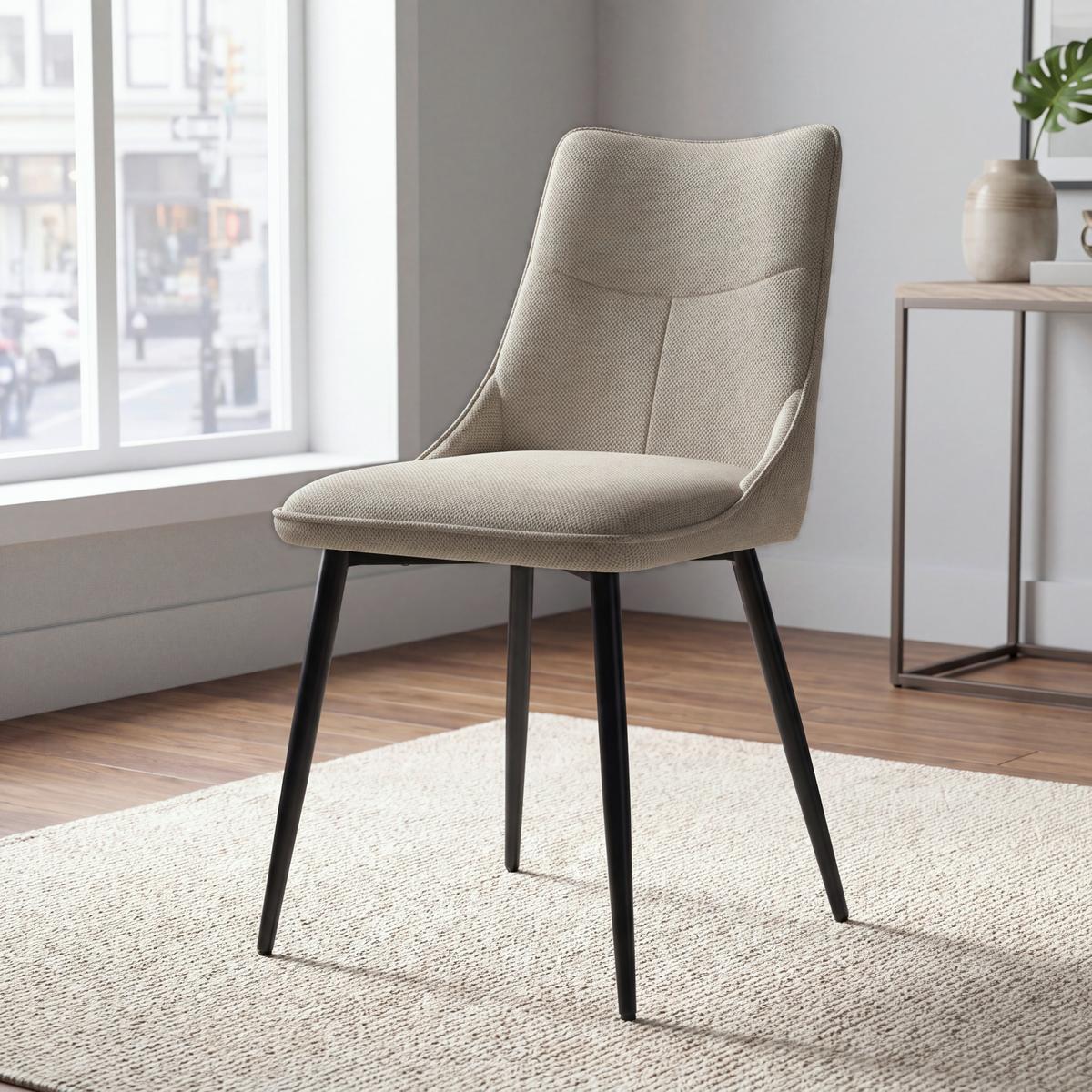 Vierfußstuhl Vera Beige Echtholz Beine - Beige/Schwarz, KONVENTIONELL, Holz/Textil (46/86/59cm) - Nedis SmartLife