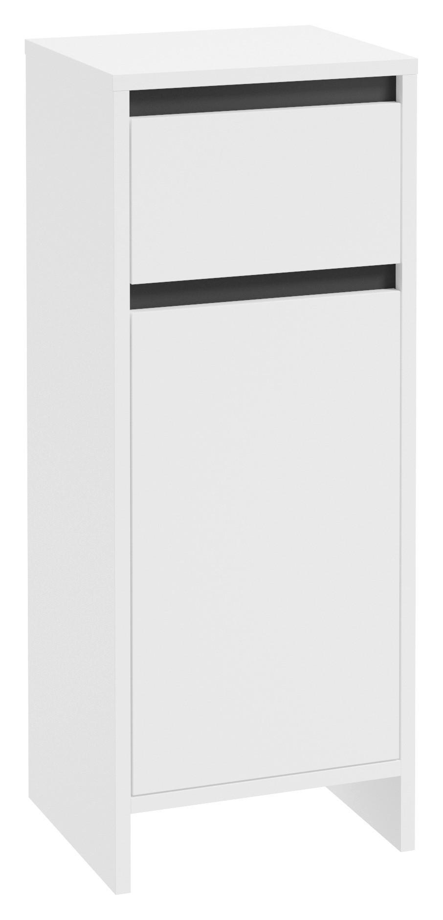 Badezimmer Unterschrank Slito BxH 32x80 cm Weiß - Anthrazit/Weiß, Basics, Holzwerkstoff (32/80/28cm) - P & B