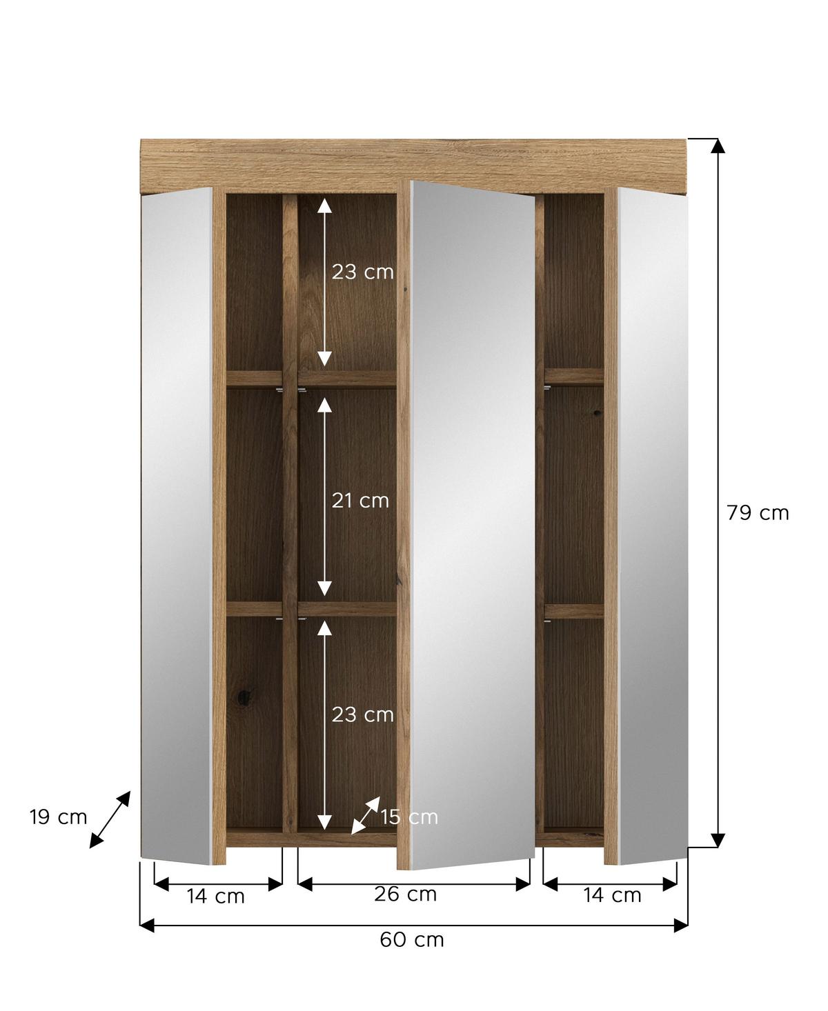 Spiegelschrank Scout Naturfarben B: 60 Cm - Naturfarben, MODERN, Glas/Holzwerkstoff (60/79/18cm) - MID.YOU