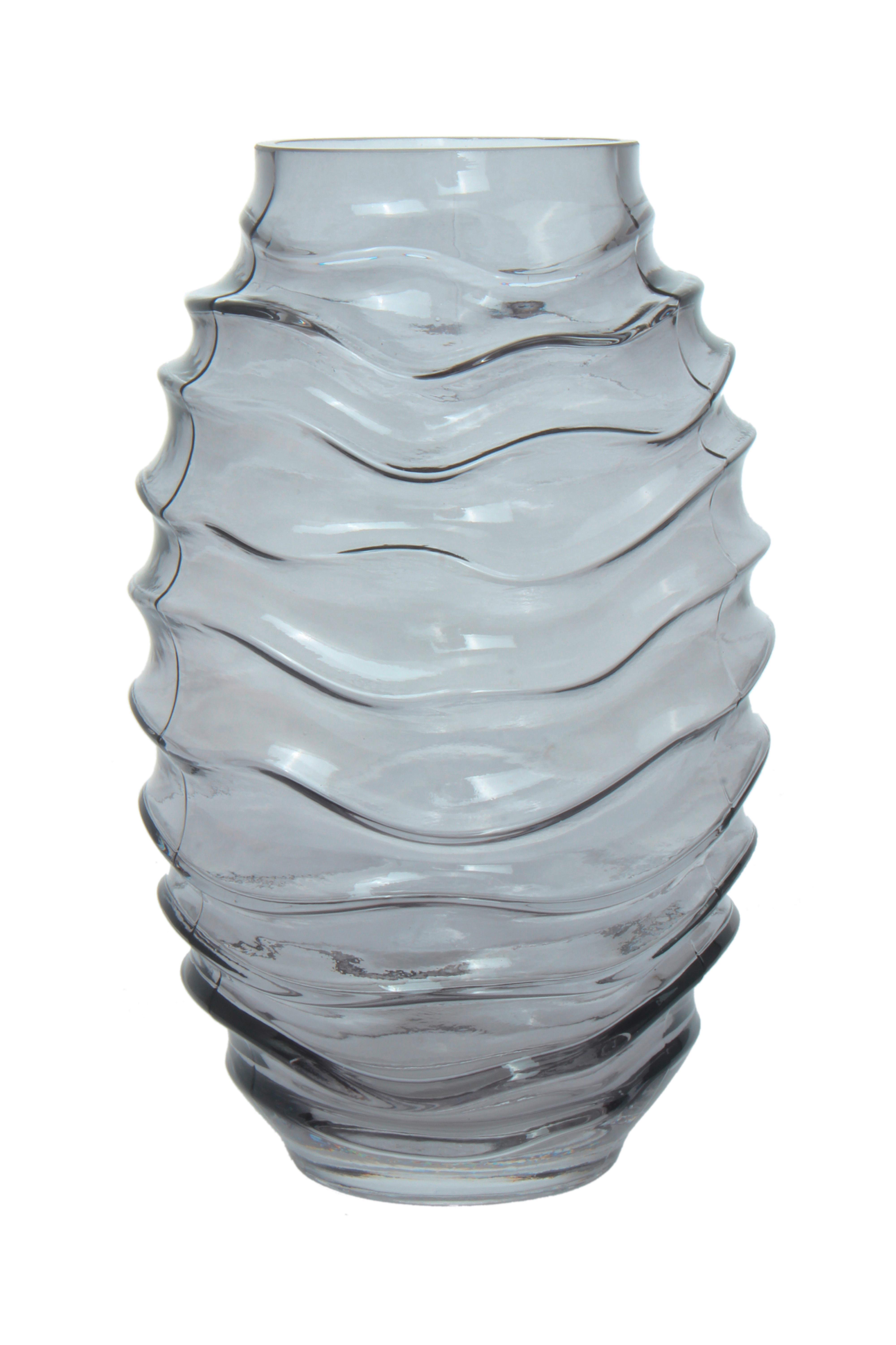 Vase Sidney Bauchig Glas Grau H: 25,5 cm - Grau, Design, Glas (16/25,5/16cm)