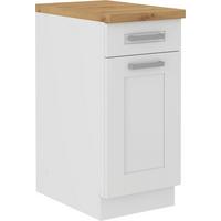 Küchenunterschrank Luisa B: 40 Cm Weiß Mit Lade - Weiß/Eiche Artisan, ROMANTIK / LANDHAUS, Holzwerkstoff (40/86/60cm) - Ondega