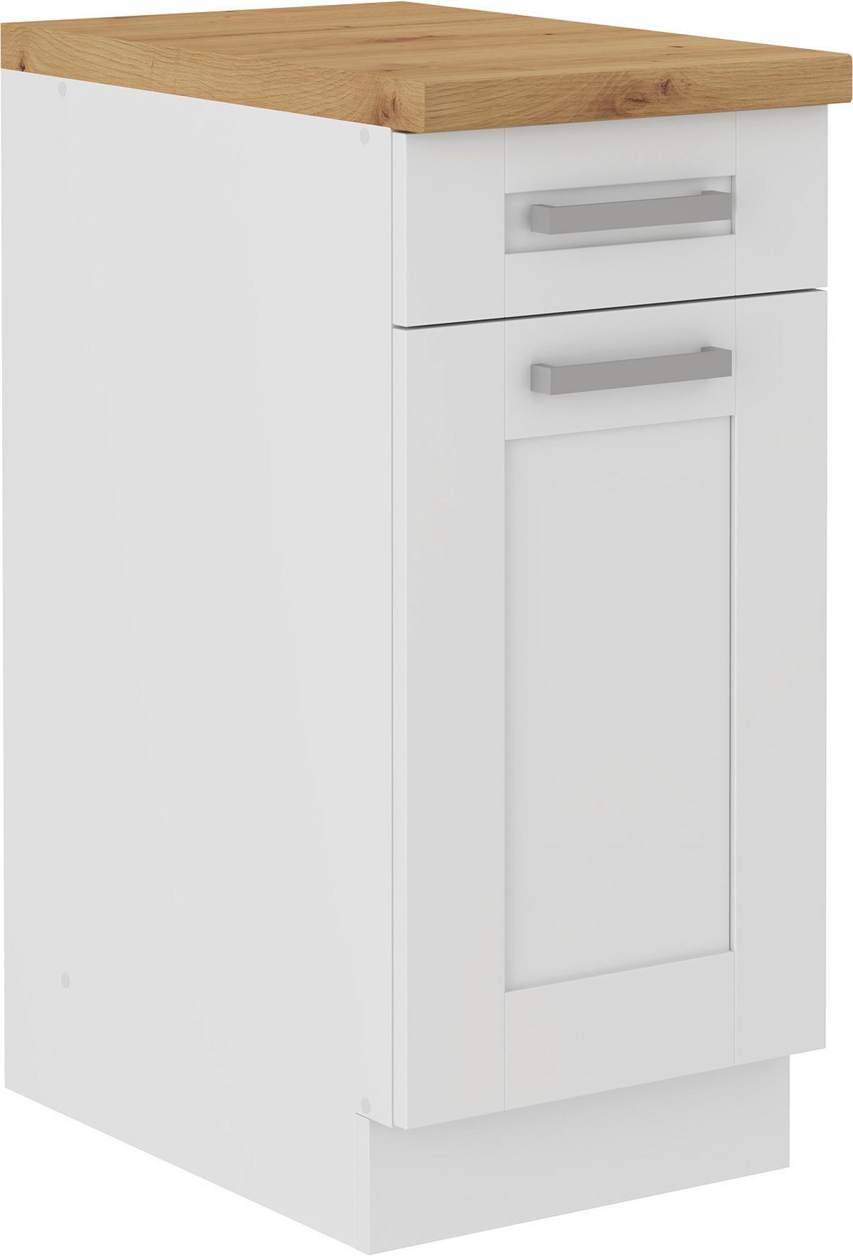 Küchenunterschrank Luisa B: 40 Cm Weiß Mit Lade - Weiß/Eiche Artisan, ROMANTIK / LANDHAUS, Holzwerkstoff (40/86/60cm) - Ondega