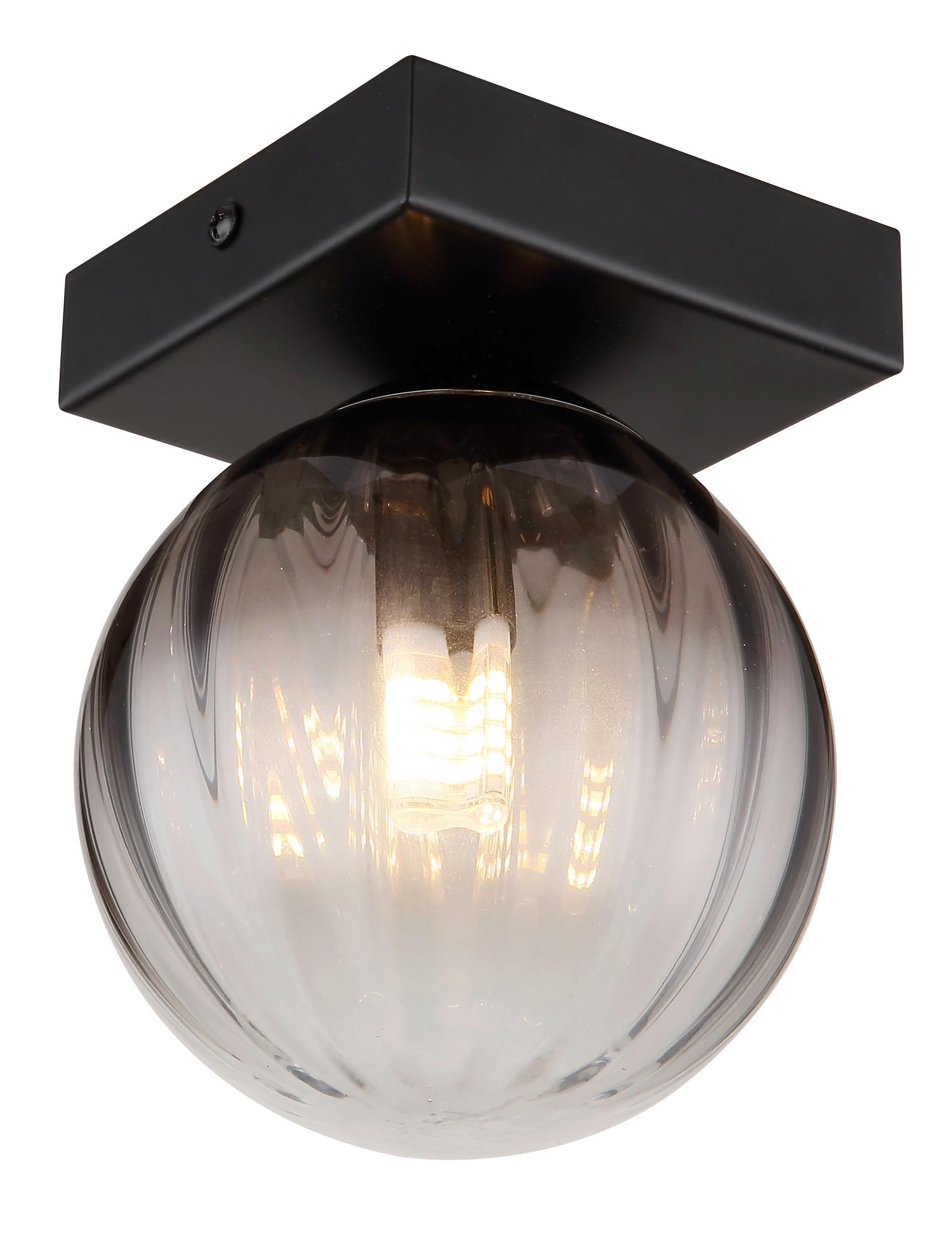Wandleuchte 15216-1 - Klar/Schwarz, Design, Glas/Metall (12/15cm) - Globo