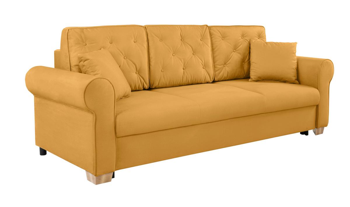 Schlafsofa Arles, Gelb 40 B: 240 Cm - Gelb/Buchefarben, Design, Textil (240/94/98cm) - MID.YOU