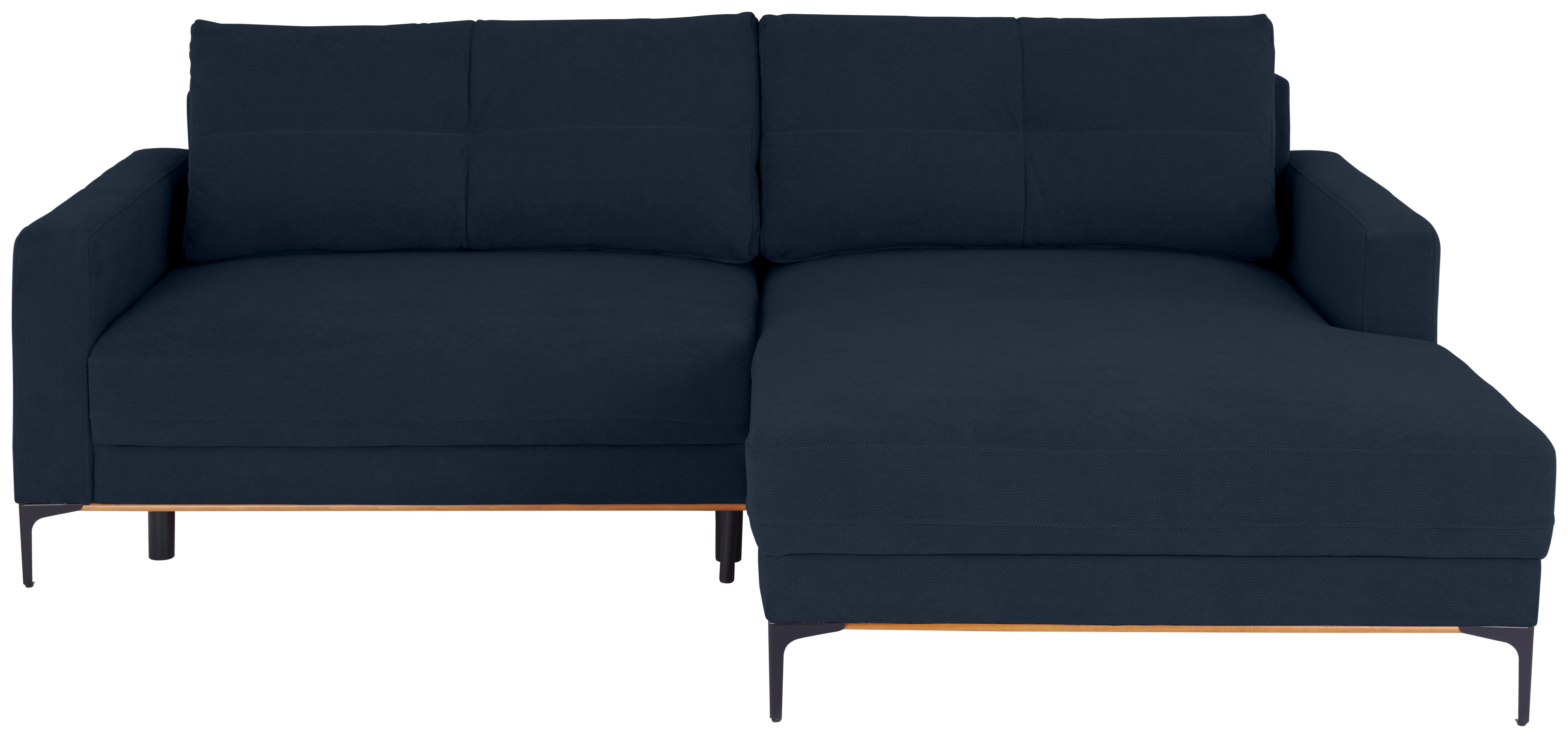 Ecksofa Bergamo - Royalblau/Schwarz, MODERN, Textil (238/162cm) - Ondega