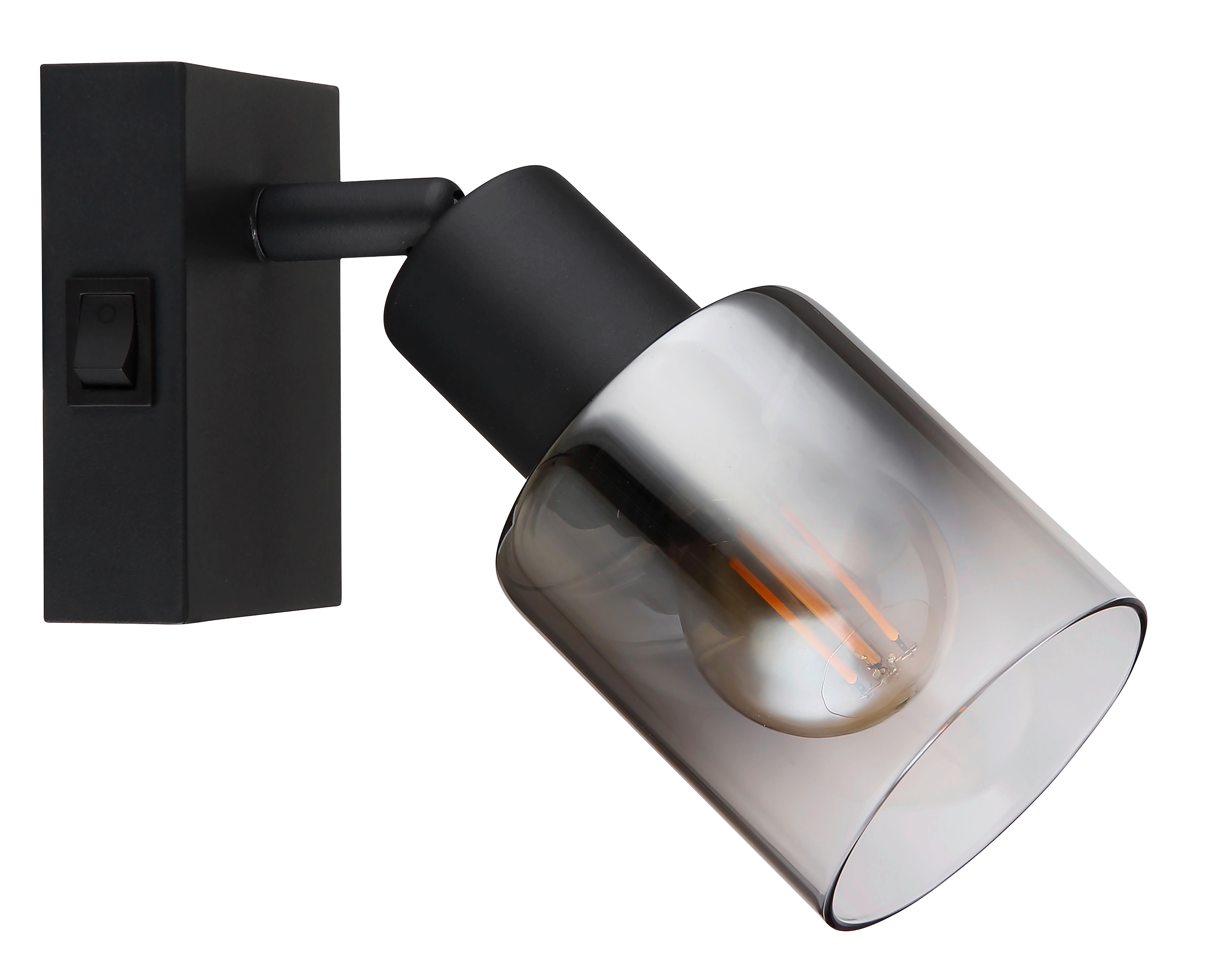 Strahler Timo 1-flammig Verstellbar Ø 7 Cm - Schwarz, MODERN, Glas/Metall (7/16cm) - Luca Bessoni