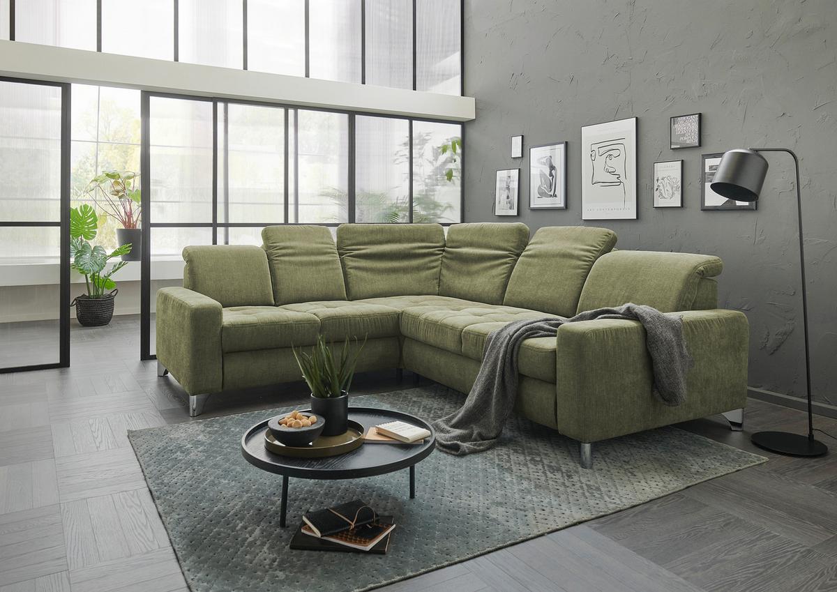 Rohová sedačka GULL, levá, světle zelená - barvy stříbra/světle zelená, Moderní, kov/textil (246/272cm)