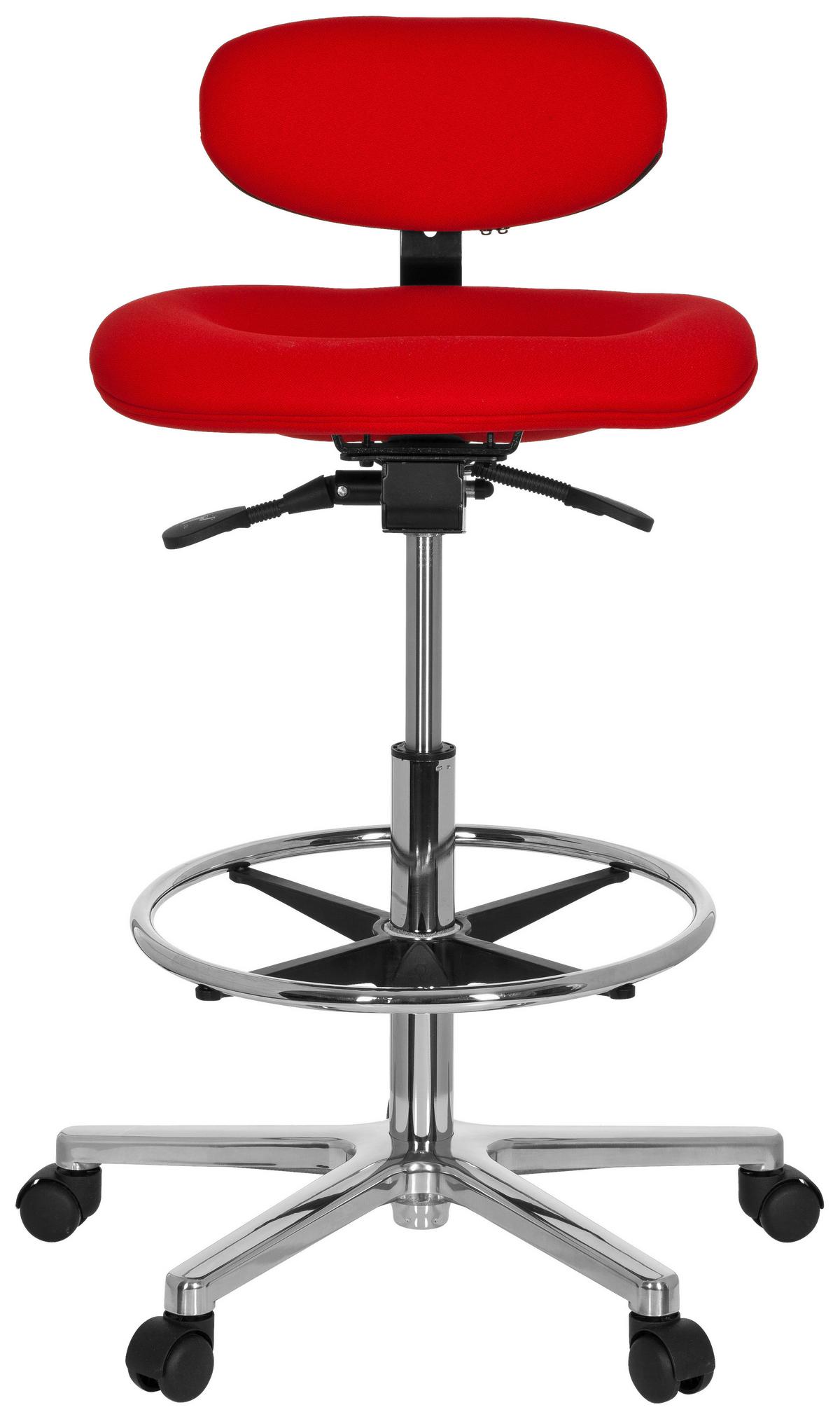 Bürohocker Work Mf Rot Bis 100 Kg - Silberfarben/Rot, Basics, Kunststoff/Textil (50/106/40cm) - MID.YOU