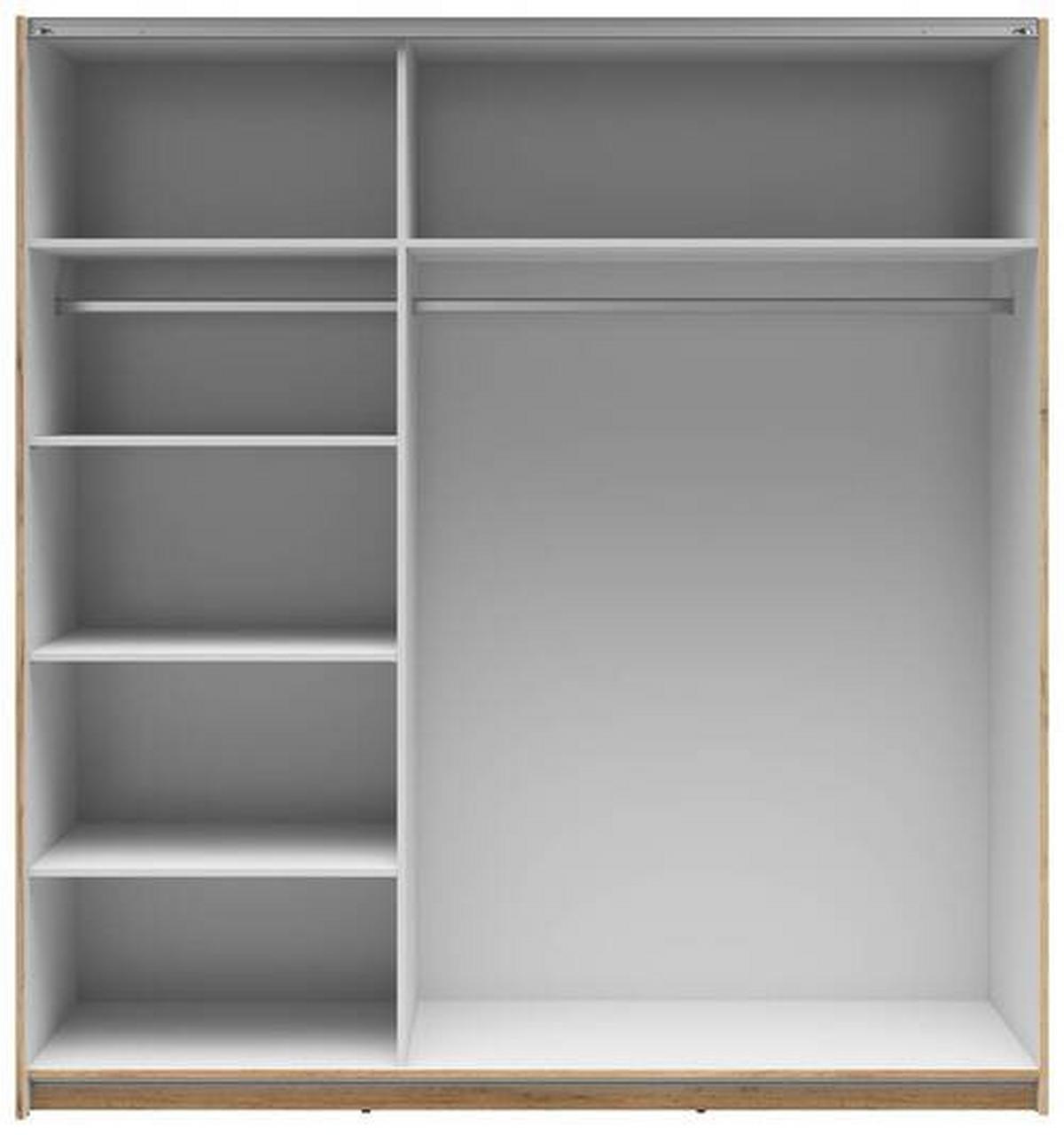 Schwebetürenschrank Tetrix - Klar/Eiche Wotan, MODERN, Glas/Holzwerkstoff (183/195,5/60cm) - MID.YOU