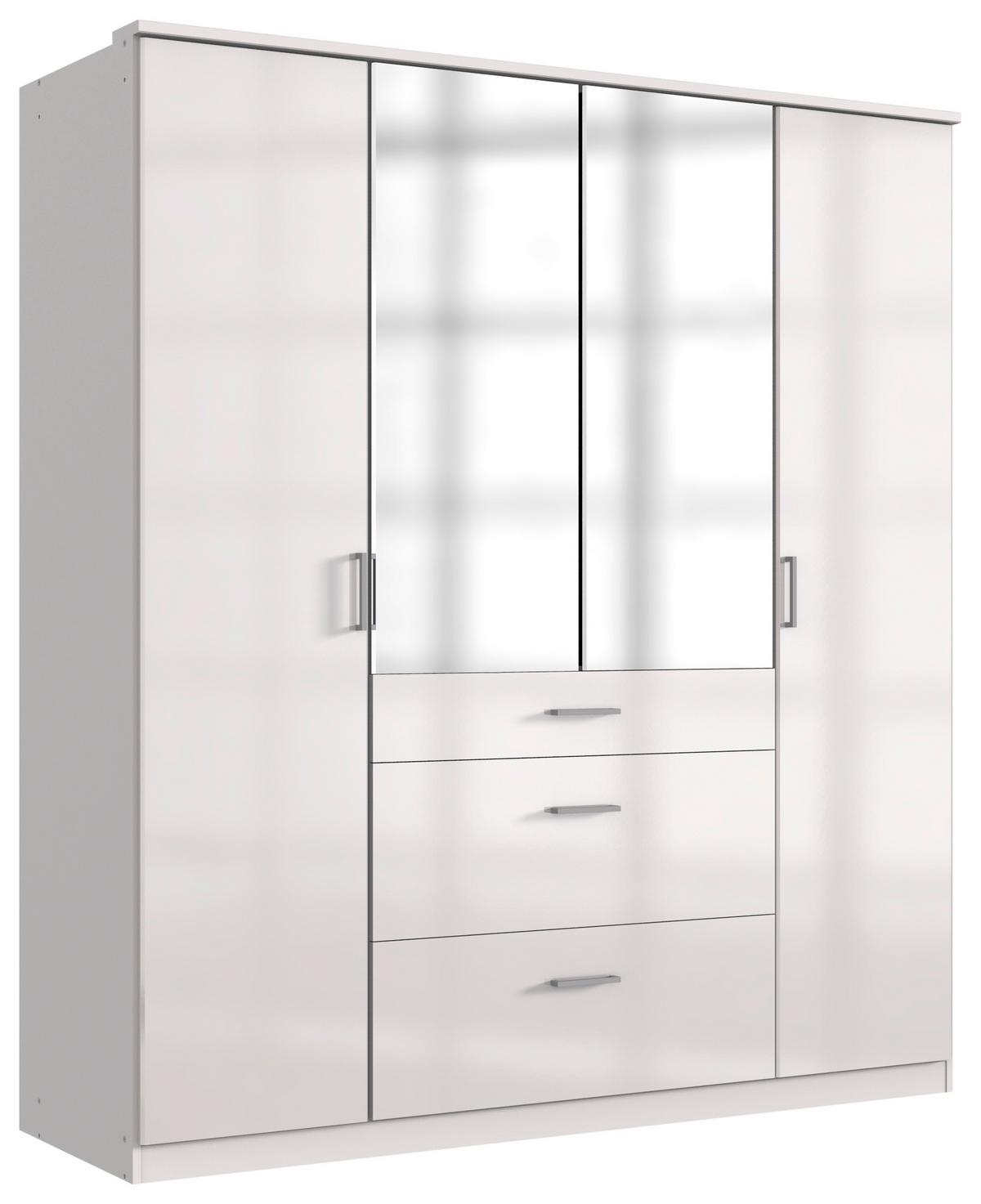 Šatní skříň CLACK bílá vysoký lesk - bílá/barvy stříbra, Basics, kompozitní dřevo (179/199/58cm) - MID.YOU