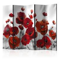 PARAVENT Rot Hellgrau B: 225 cm - Rot/Hellgrau, Basics, Holz/Textil (225/172/3cm) - artgeist