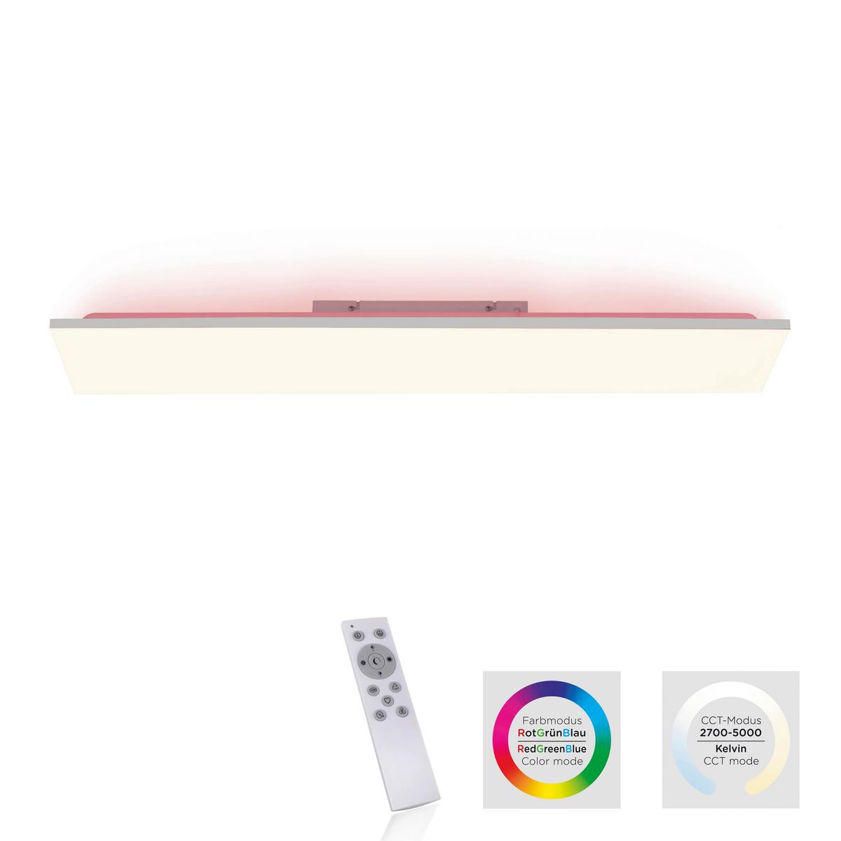 LED-Deckenleuchte Gustav L: 100 cm mit Farbwechsler - Weiß, Design, Kunststoff/Metall (100/25/6,2cm)