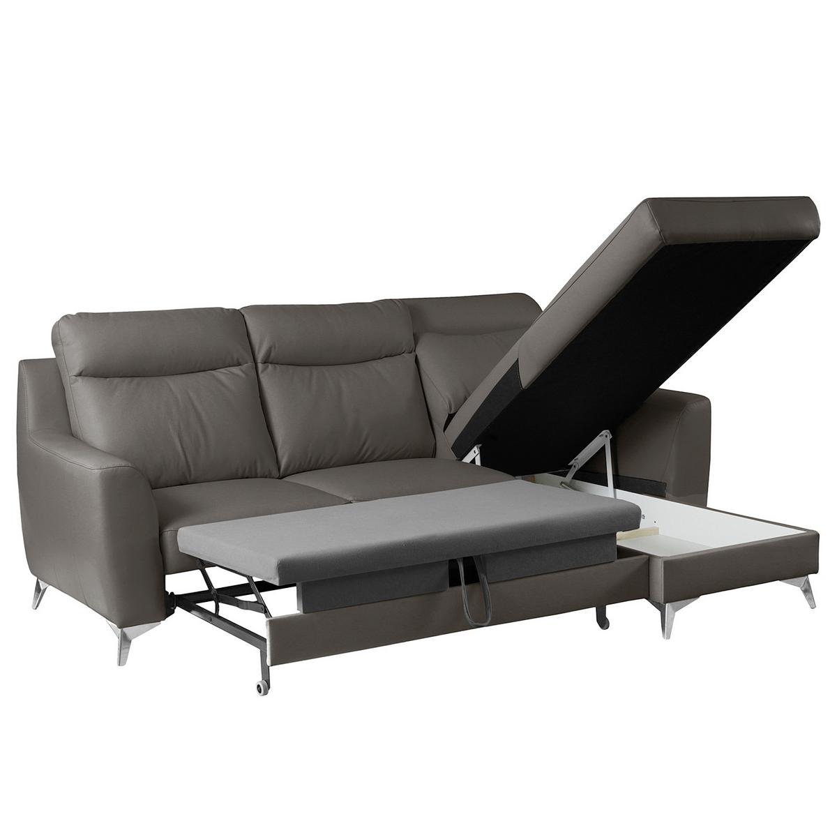 Ecksofa Gio Dunkelbraun S: 168x236 Cm - Chromfarben/Dunkelbraun, Design, Leder/Textil (168/236cm) - Livetastic