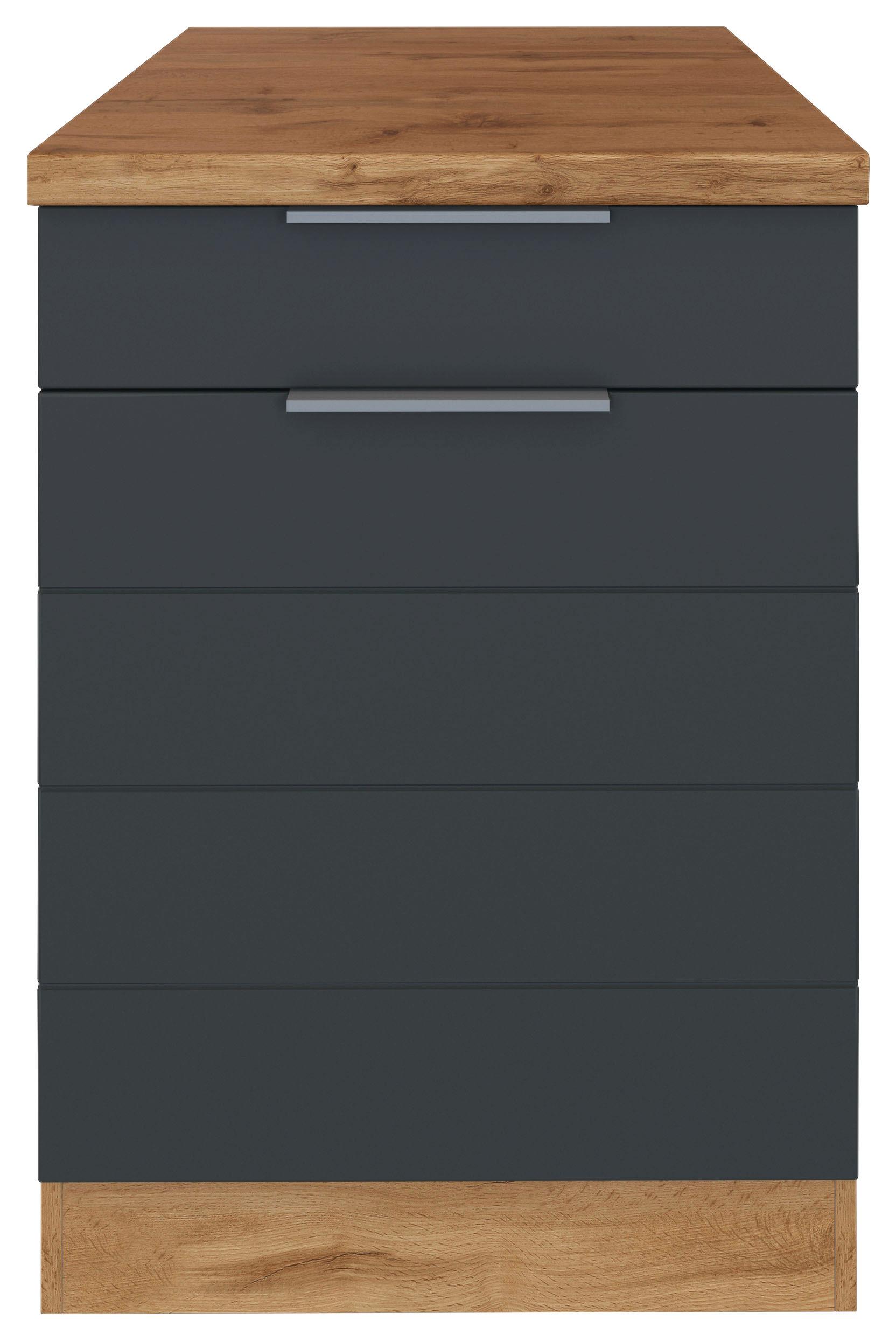 Küchenunterschrank Florenz 60 cm Grau/Eiche Dekor - Eiche Wotan/Grau, Design, Holzwerkstoff (60/86/60cm) - Held