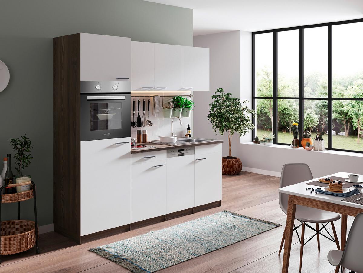 Küchenblock Oliver Singleküche 205 cm - Eichefarben/Weiß, Basics, Holzwerkstoff (205cm) - Respekta