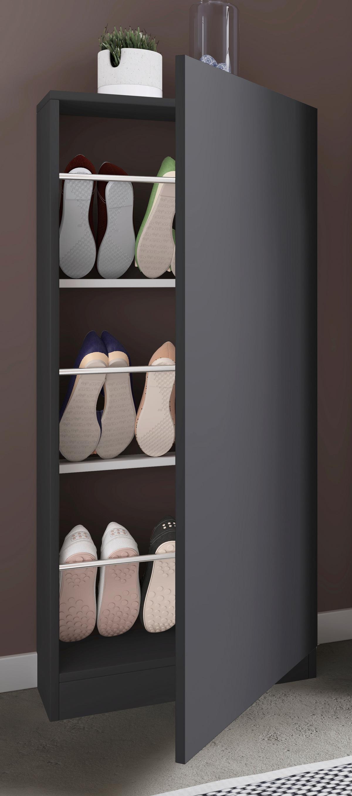 Schuhschrank Fulisa Anthrazit, 50 cm - Anthrazit, Design, Holzwerkstoff (50/112/17cm) - MID.YOU