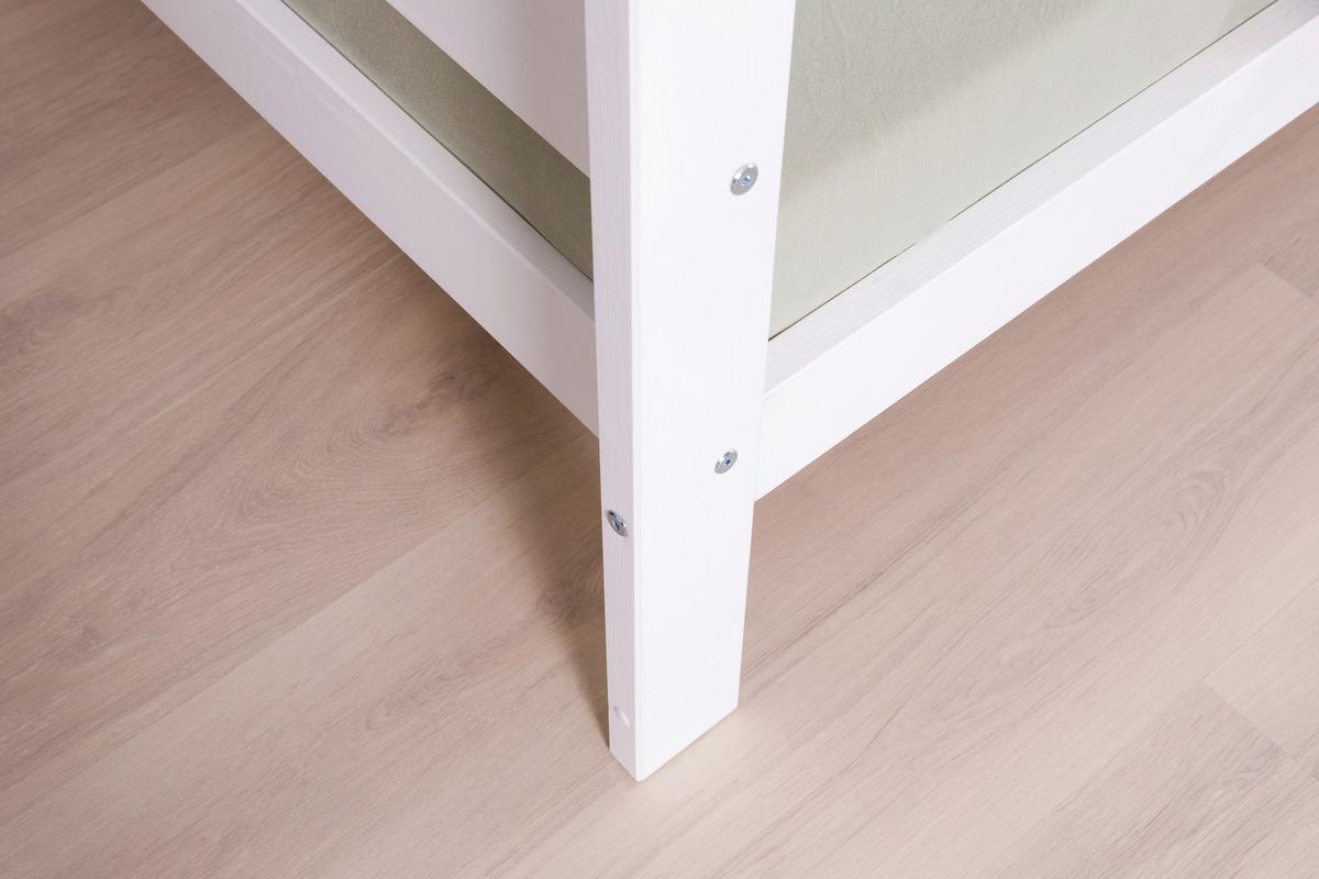 Bodenbett mit Matratze 90x200 cm Weiß - Weiß/Naturfarben, MODERN, Holz/Textil (90/200cm) - MID.YOU