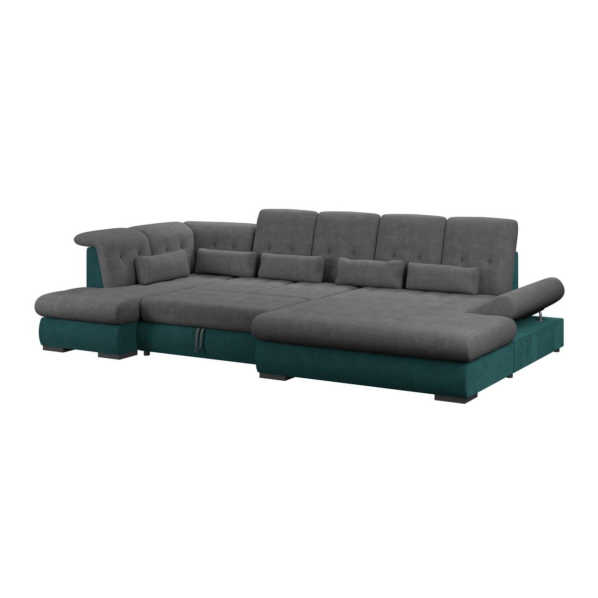 Wohnlandschaft Madera Anthrazit S: 212x358 cm - Türkis/Anthrazit, KONVENTIONELL, Kunststoff/Textil (212/358/190cm)