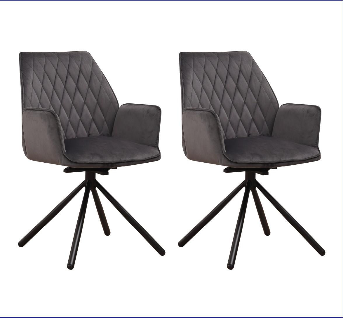 Armlehnstuhl-Set Donny Anthrazit B: 57,5 cm - Anthrazit/Schwarz, MODERN, Textil/Metall (57,5/92/52cm) - MID.YOU