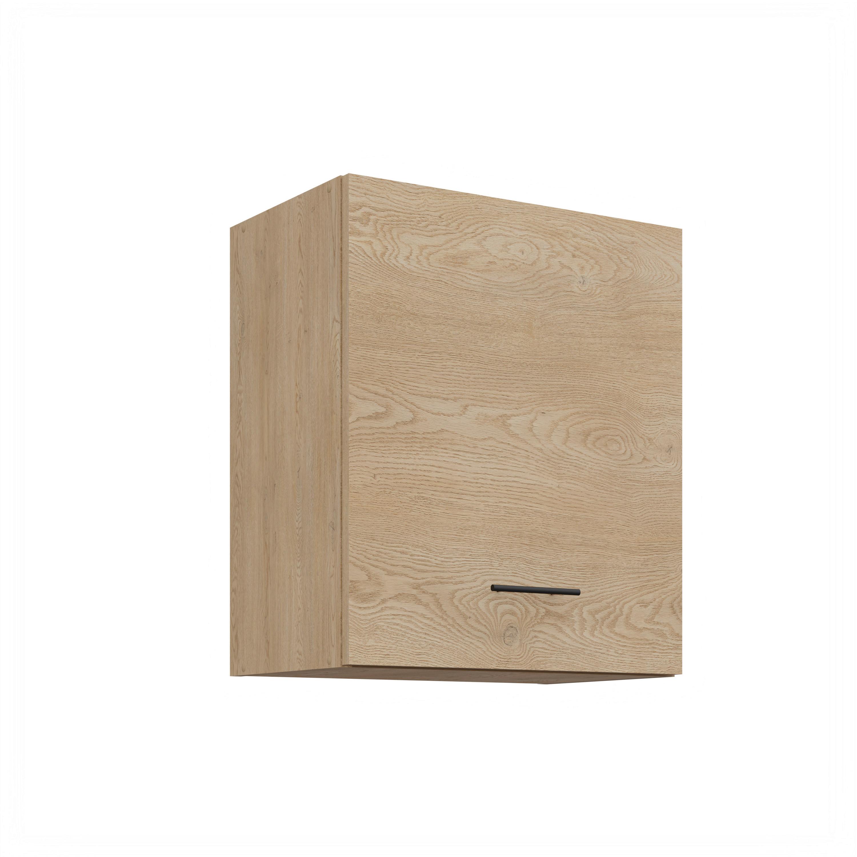 Horná skrinka FOX II š.50 cm - čierna/farba duba, kompozitné drevo/plast (49,9/58/30,6cm)