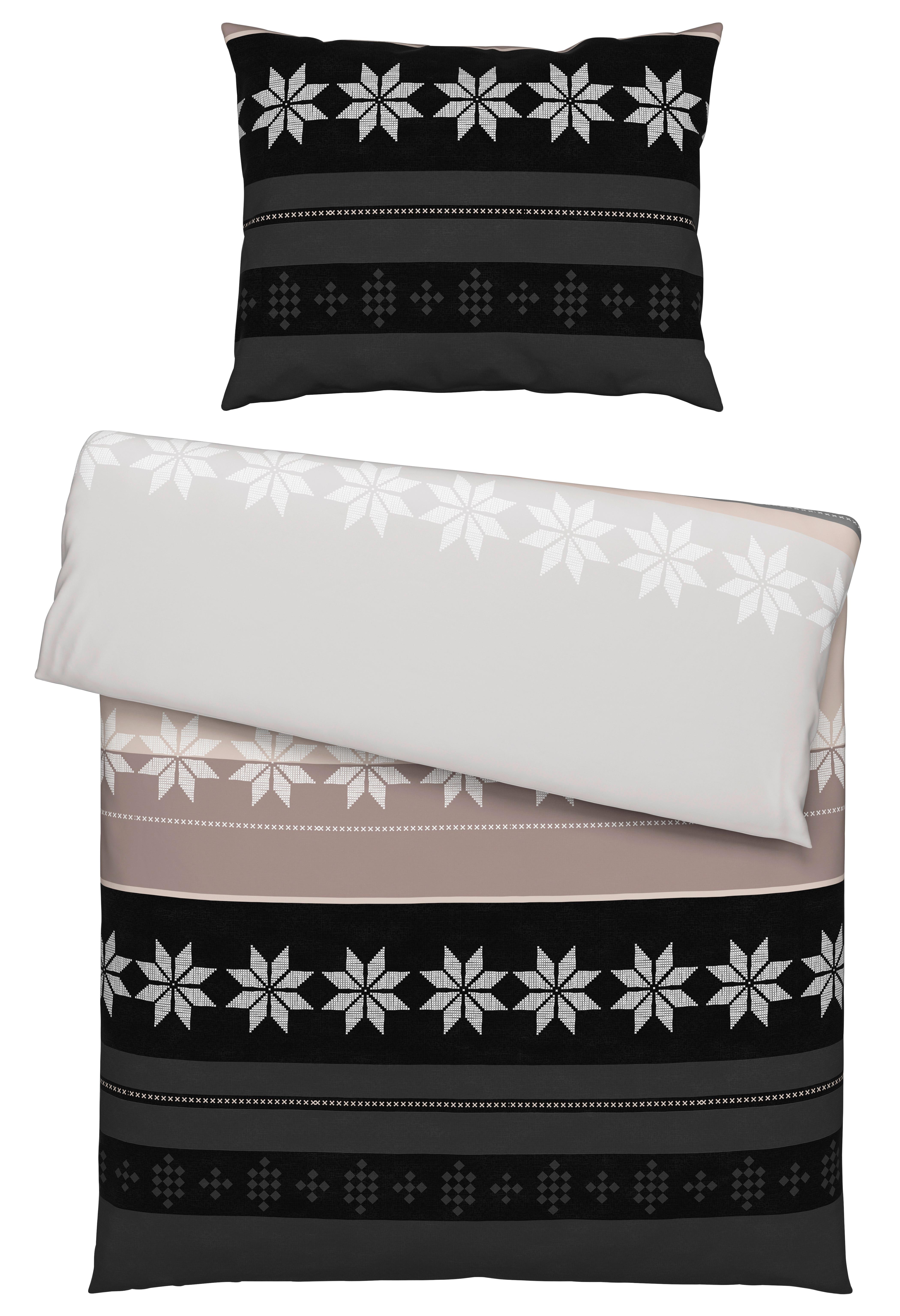 Posteľná Bielizeň Nordpol, 140/200cm - hnedá/čierna, Konvenčný, textil (70x90/140x200cm) - Modern Living