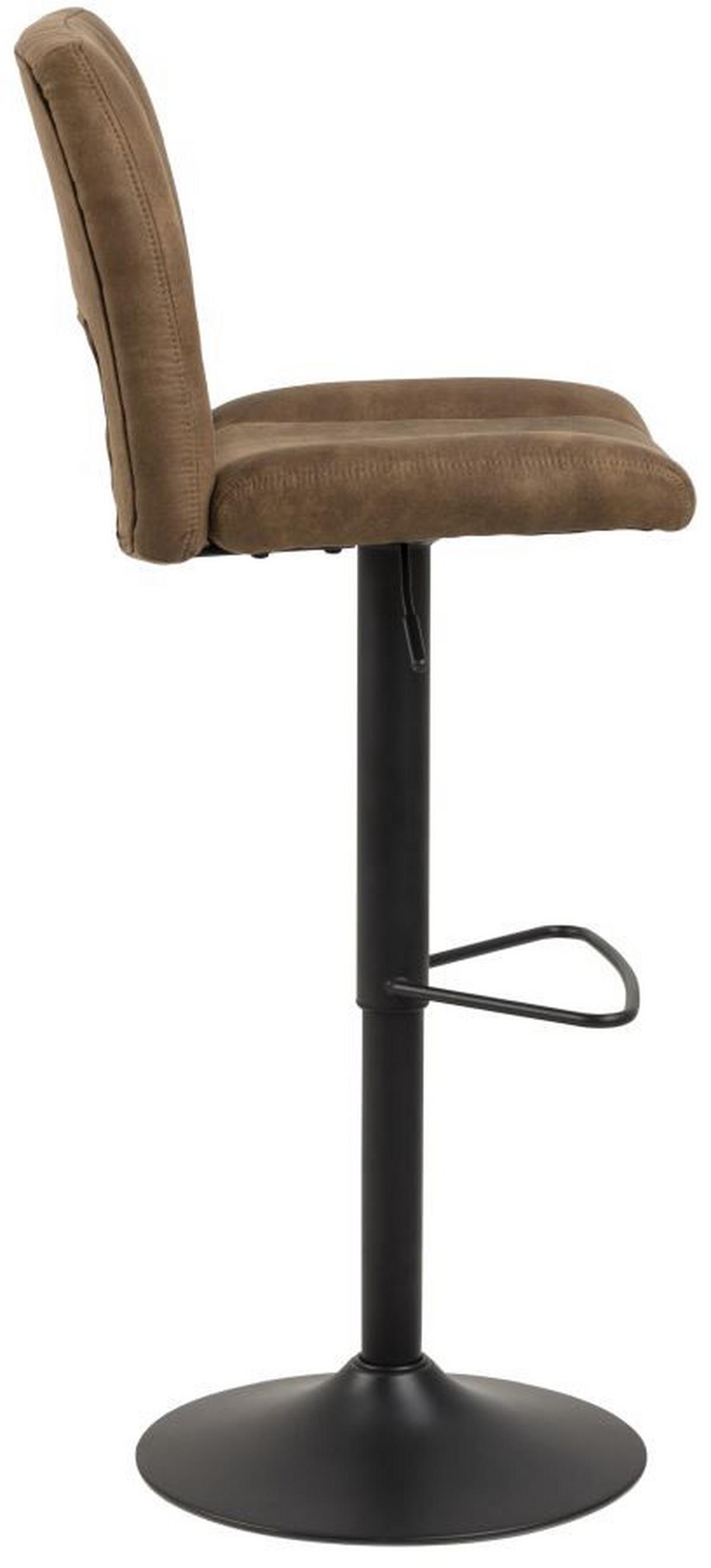 Barhocker höhenverstellbar mit Lehne Sylvia Hellbraun - Hellbraun/Schwarz, Design, Textil/Metall (41,5/94-115/52cm) - Carryhome