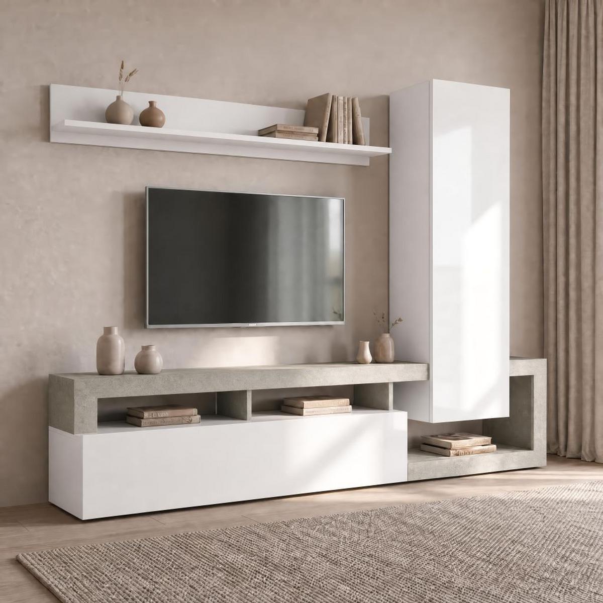 OBÝVACÍ SESTAVA DALLAS - bílá/světle šedá, Basics, kompozitní dřevo (219/173/35cm) - Best Price