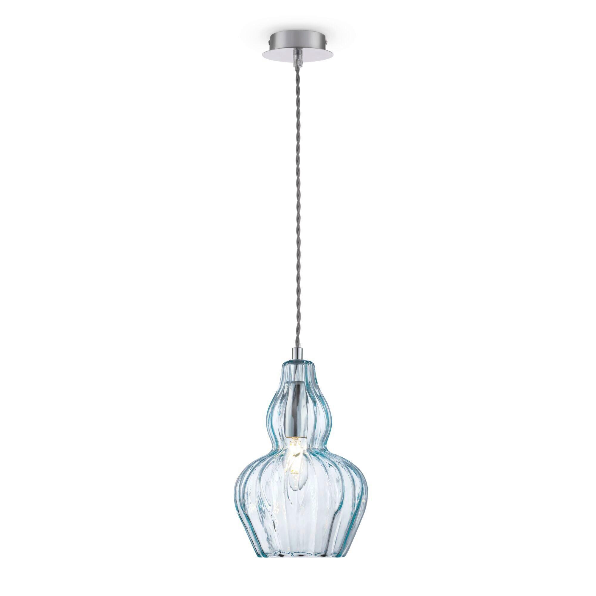 Pendelleuchte Eustoma - Blau/Nickelfarben, Trend, Glas/Metall (16/23cm) - MAYTONI