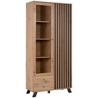 Vitrine Medan B: 92 cm Anthrazit/Eiche Dekor - Anthrazit/Eiche Artisan, LIFESTYLE, Glas/Holzwerkstoff (92/198/40cm) - MID.YOU