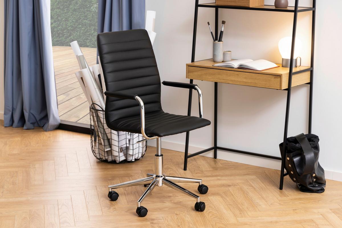 Drehstuhl Winslow - Chromfarben/Schwarz, MODERN, Leder/Kunststoff (51/103/58cm) - MID.YOU