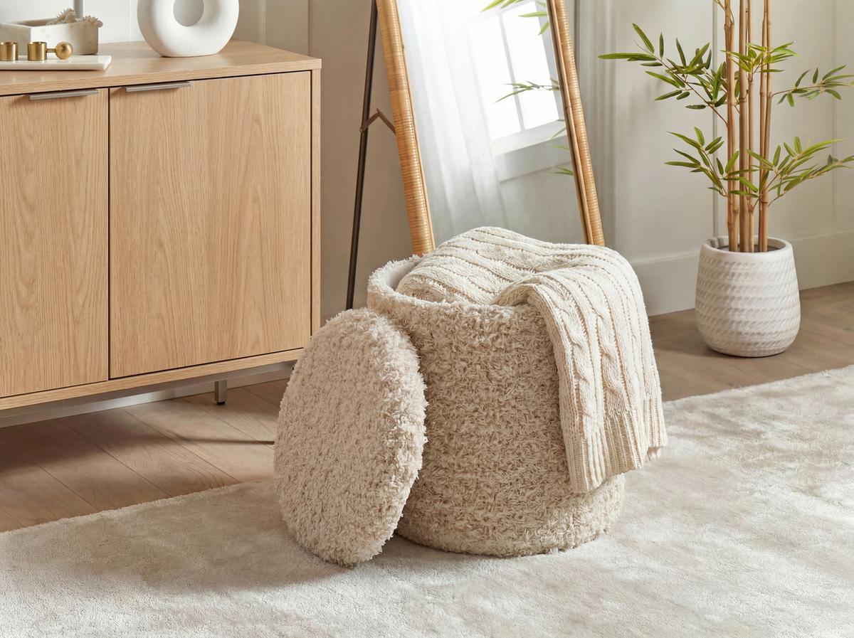 Taburet, š: 40 cm - béžová, Design, textil (40/45/40cm) - Livetastic